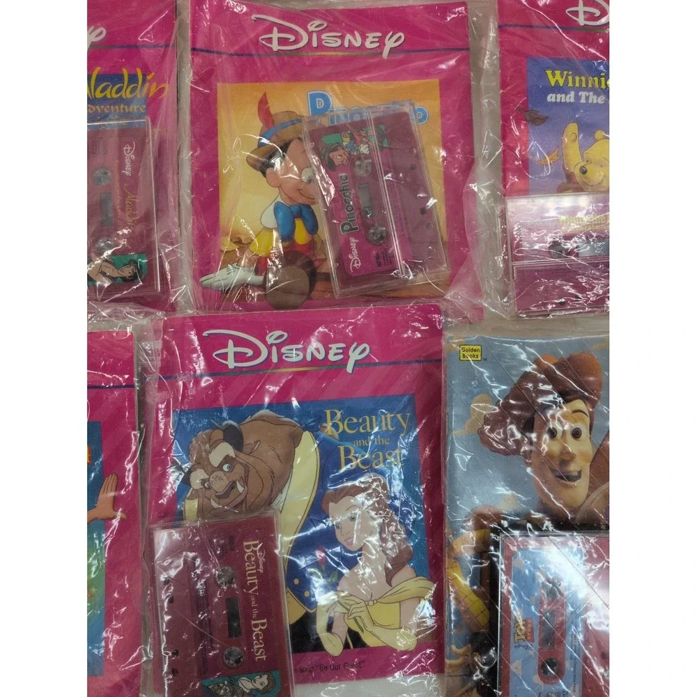 VTG LOT 8🩷Disney Childrens Read Along Listen Books+Cassette Tapes LowTech Audio
